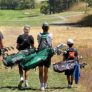 Campers walking to next hole after tee shot