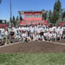 Campers pose for photo at home plate