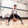 Boys Dribble Between Legs at the youth summer basketball camp