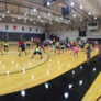 Lewis Clark College Girls Gym working on Basketball Drills at the youth basketball camp