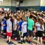 Saint Anselm College nike basketball camp team huddle