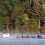 Duke rowing outdoor with launch