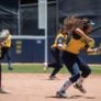 Cal Softball Infielder Throw To 1St