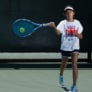 Tennis girl straigh on forehand